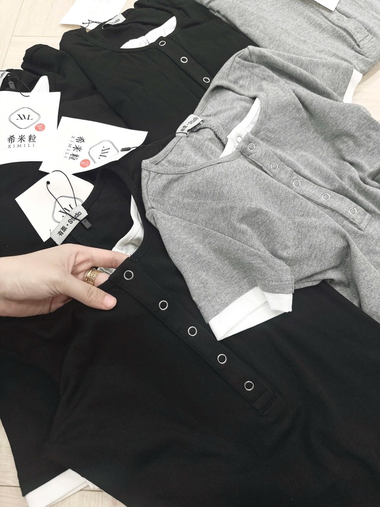 VÁY DÍP CỔ TRÒN PHỐI CÚC DÁNG DÀI NỮ SẴN( XẢ 99k