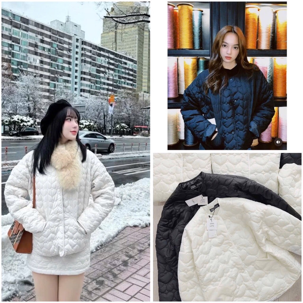 ÁO PHAO NỮ ZR TRẦN TIM TÚI CÁCH ĐIỆU 2 MẦU THU ĐÔNG SẴN(SALE 169k)