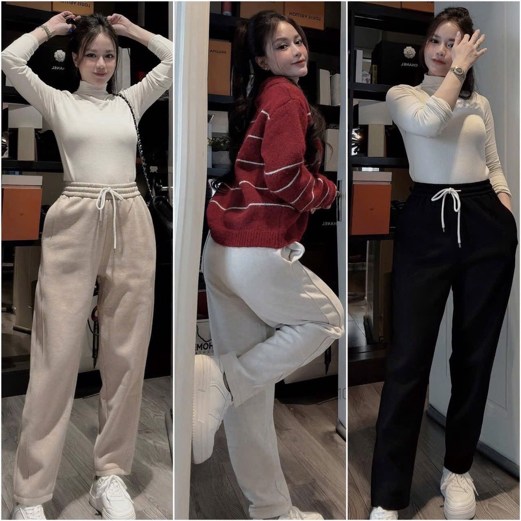 QUẦN BAGGY TĂM THỎ LÓT LÔNG NỮ THU ĐÔNG (TĂNG GIÁ) SẴN(Xả 69k)