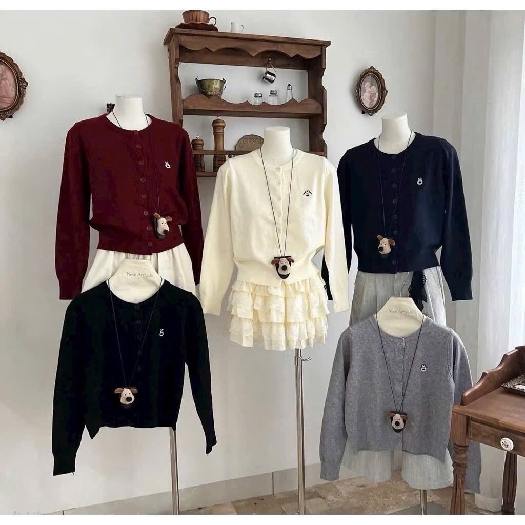 ÁO LEN CADIGAN KÈM GẤU QC NỮ