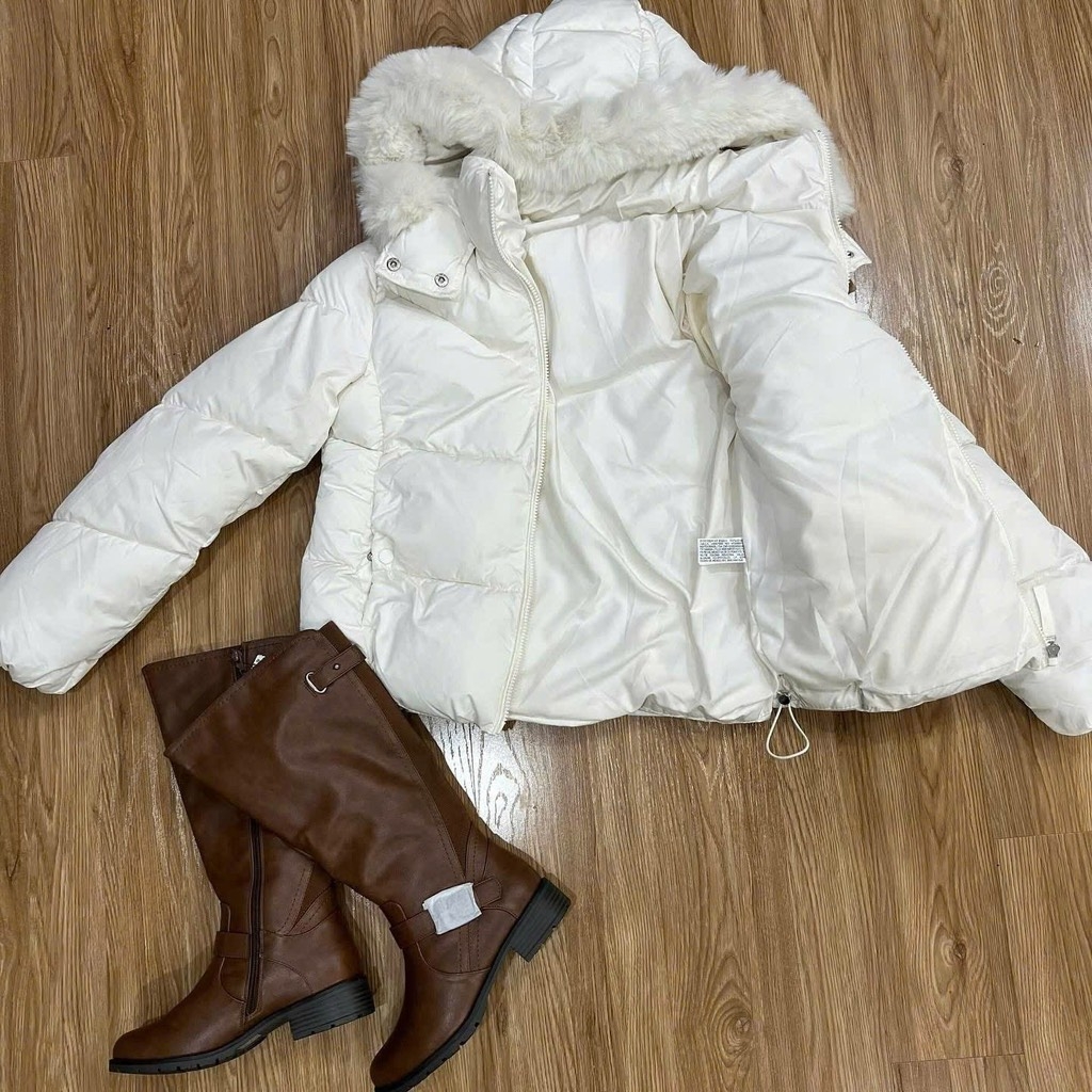 ÁO PHAO BÉO MŨ LÔNG NỮ THU ĐÔNG