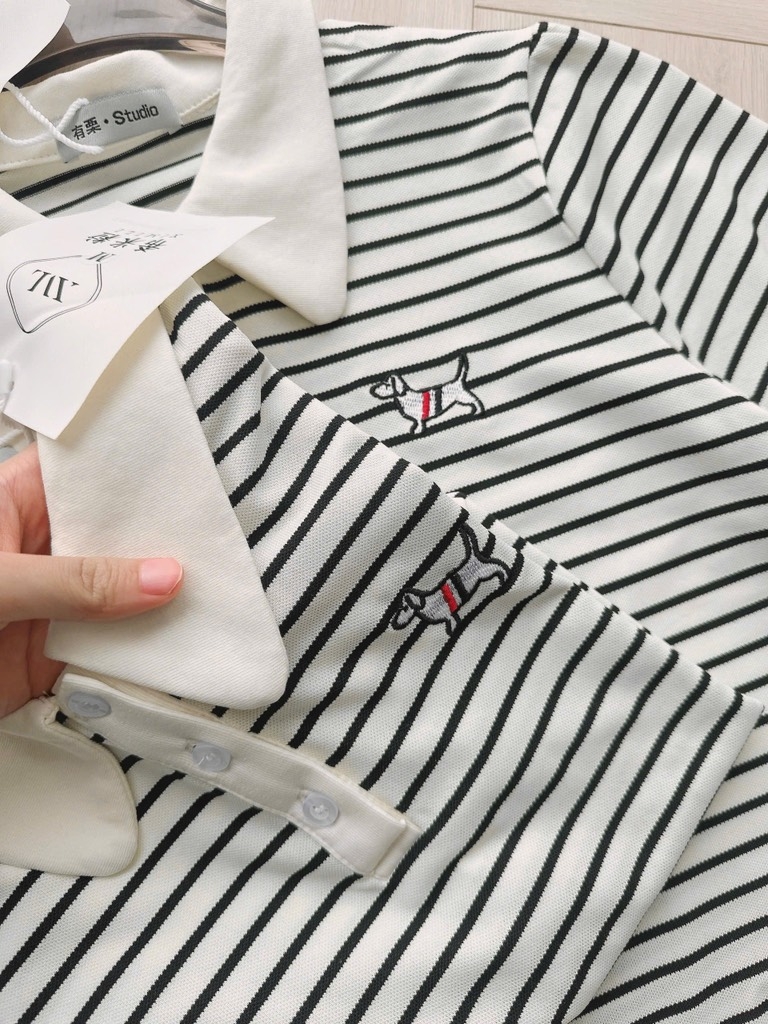 ÁO POLO LASCOTE KẺ PHỐI CỔ NỮ
