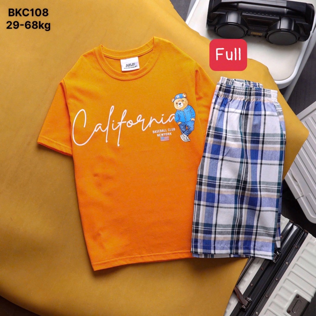 SET ÁO PHỒNG QUẦN KẺ CARO BÉ TRAI
