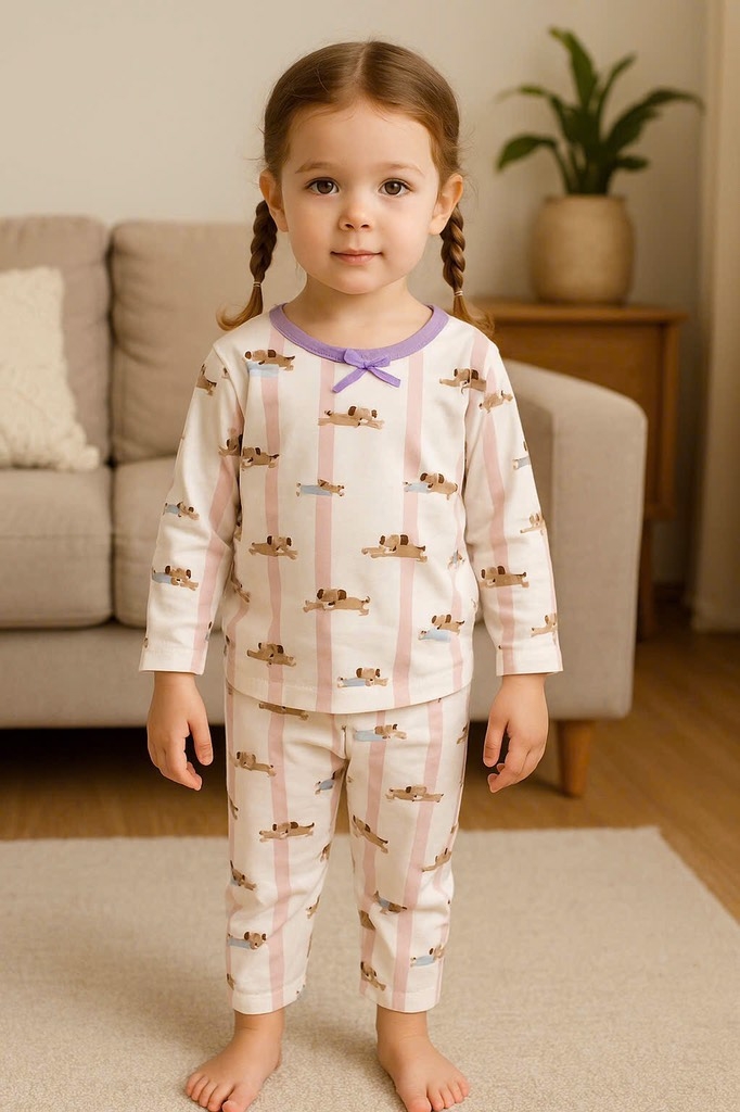 SET 2 BỘ DÀI TÍM HAPPY PUPPY CHO BÉ GÁI