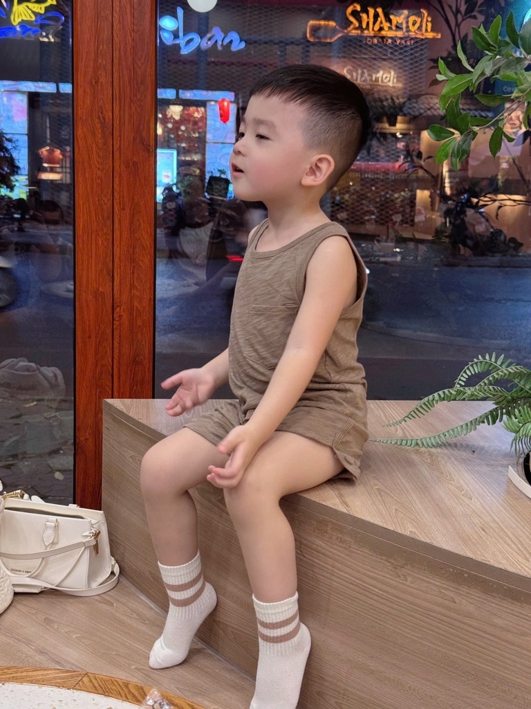 SET 4 BỘ BA LỖ TONE NÂU GHI KẺ BÉ TRAI