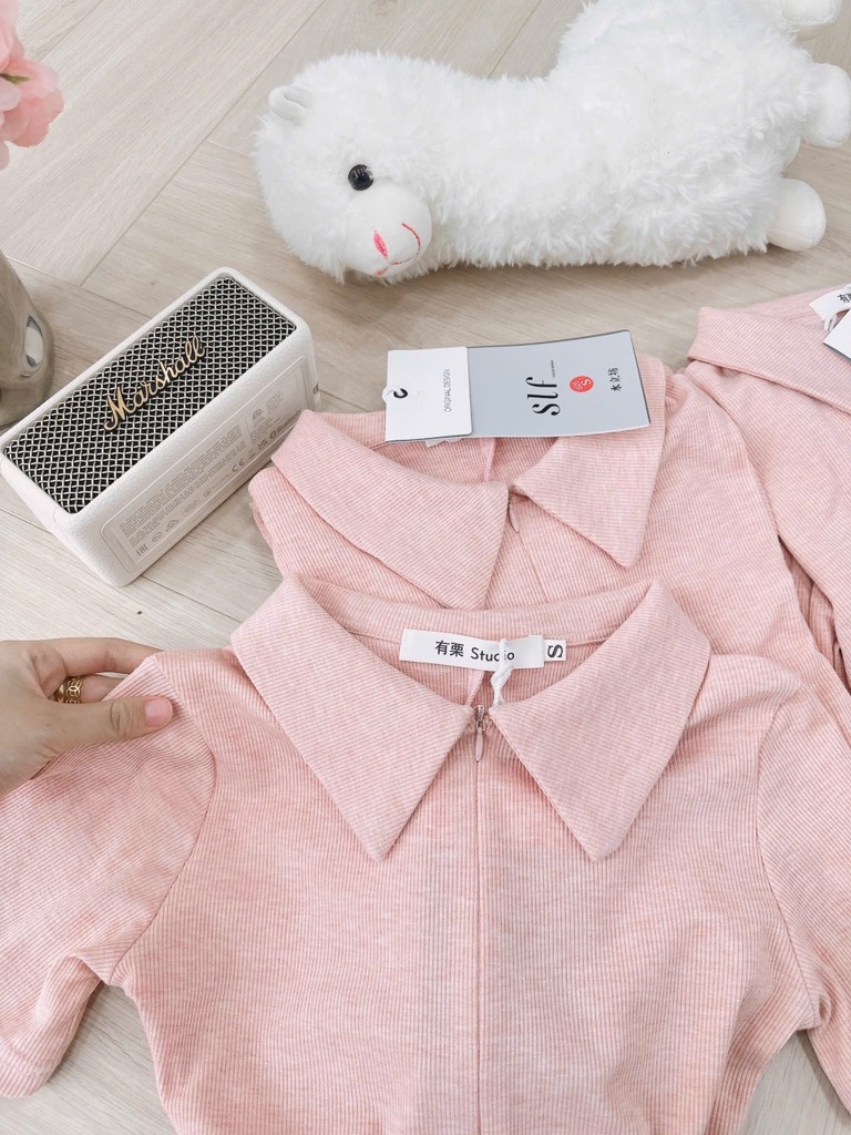 VÁY XẾP LI LEN DÍP HÀN HỒNG NỮ