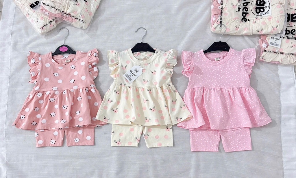 SET 3 BỘ BABYDOLL THỎ GẤU BE HỒNG BÉ GÁI( xả 145k )