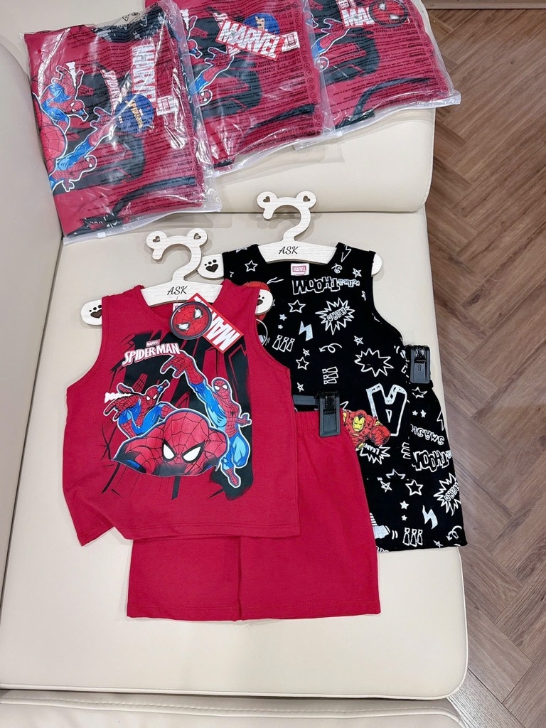 SET 2 BỘ BA LỖ NGƯỜI NHỆN ĐEN ĐỎ BÉ TRAI SẴN (xả 80k)