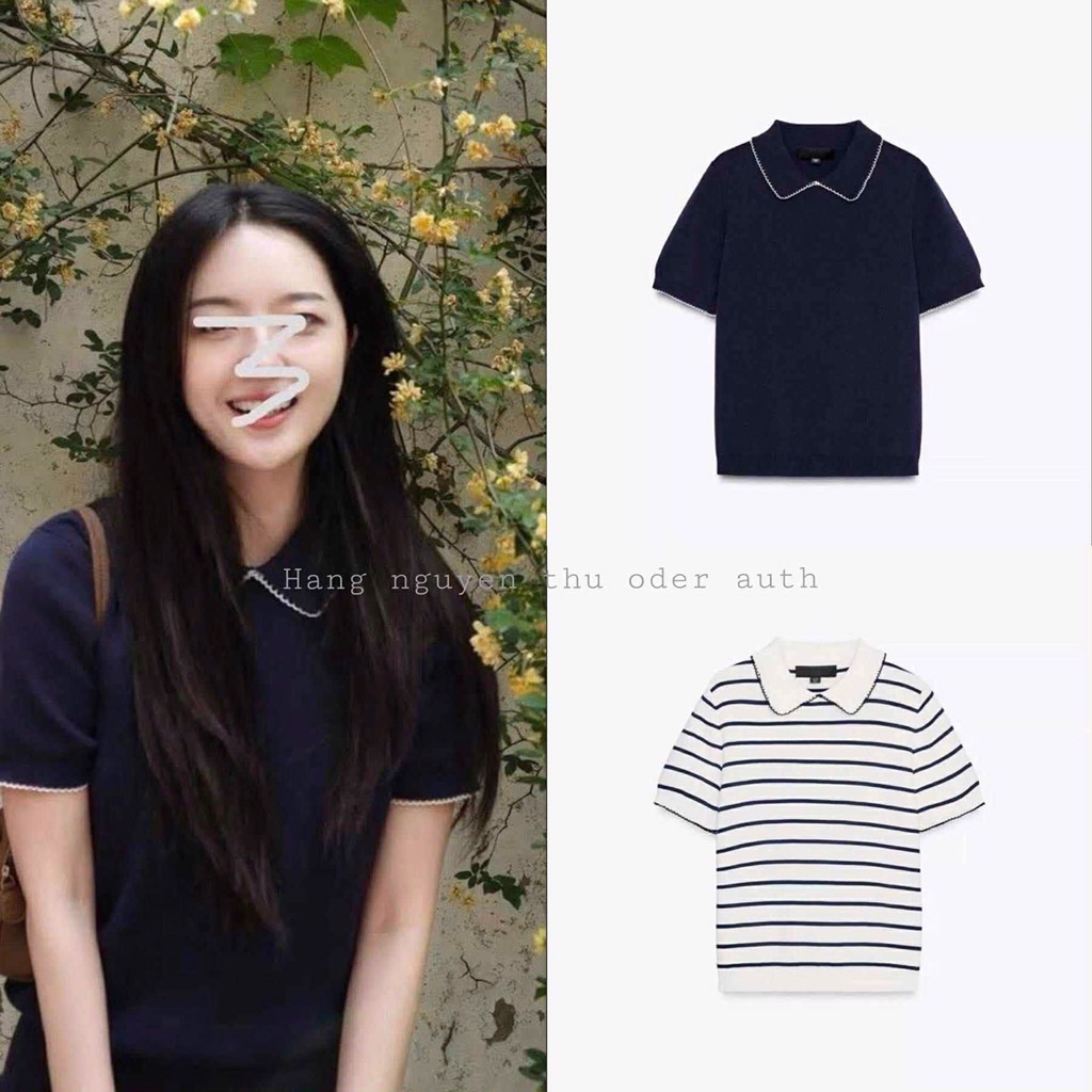 ÁO POLO DỆT VIỀN REN ZARA NỮ