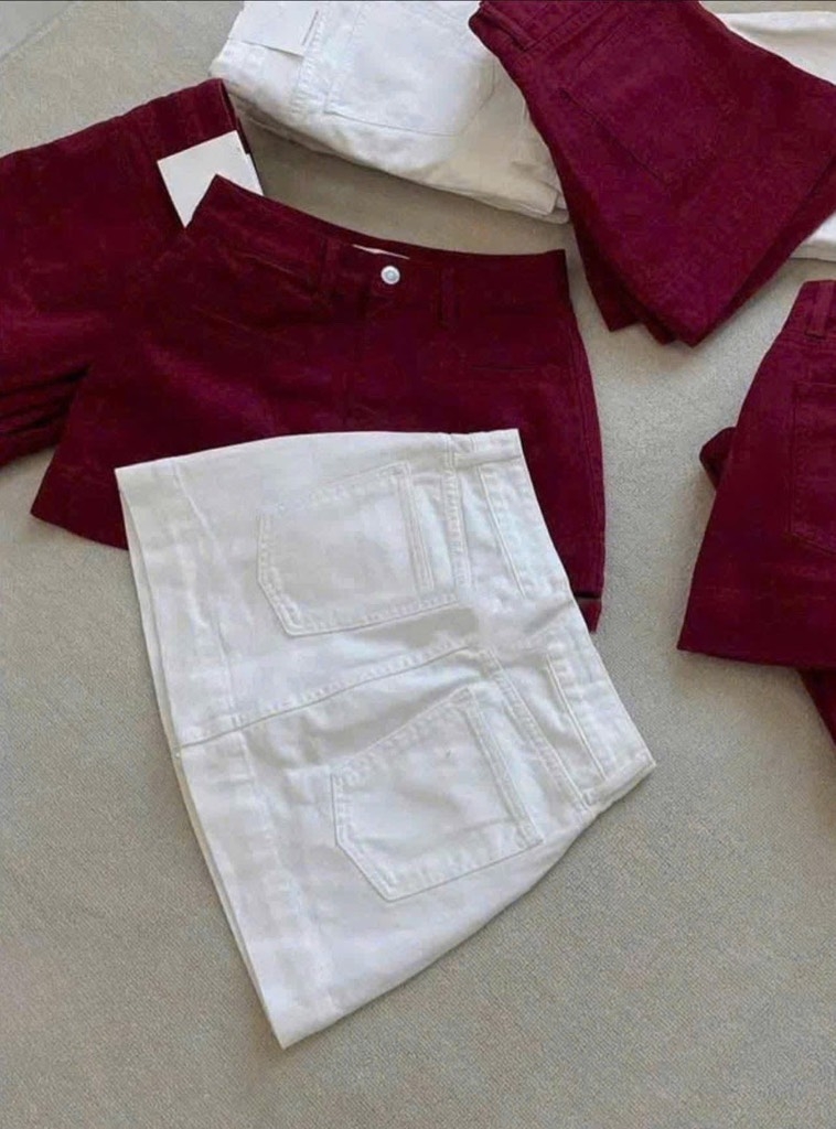 CHÂN VÁY BÒ NỮ TÚI NGANG 3 MÀU (2X) SẴN (XẢ  79k)