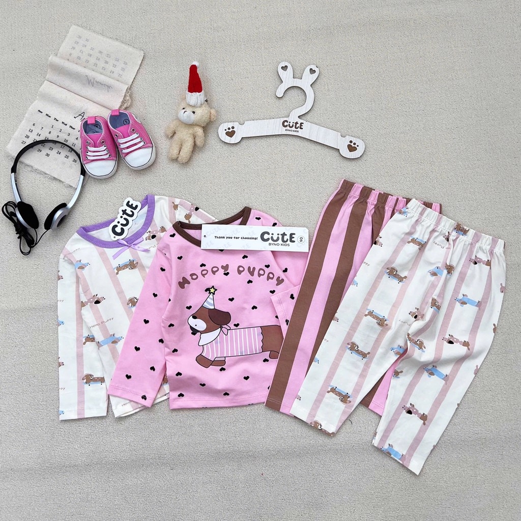 SET 2 BỘ DÀI TÍM HAPPY PUPPY CHO BÉ GÁI
