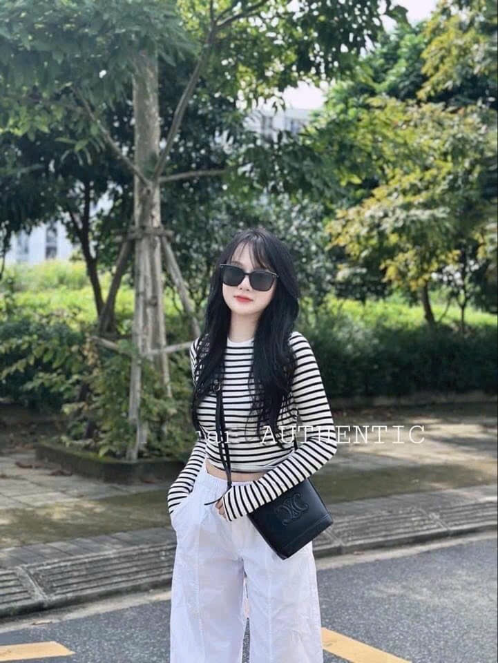 SET 3 ÁO THUN ZIP BSKK ĐEN KẺ TRẮNG NỮ THU ĐÔNG