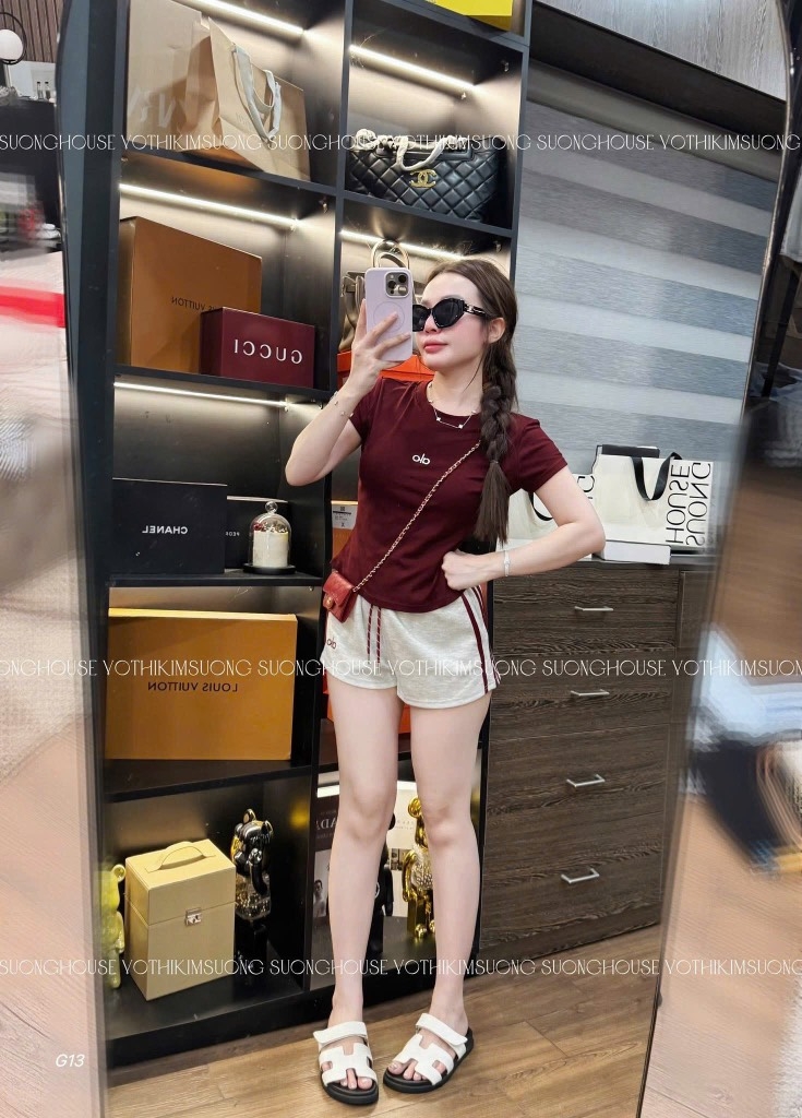 SET ALO ĐỎ QUẦN ĐÙI KẺ SỌC NỮ SẴN