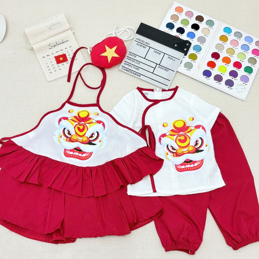 SET TRUNG THU KỲ LÂN ĐỎ BE BÉ TRAI BÉ GÁI SẴN