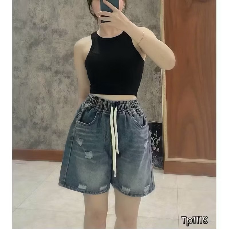 QUẦN BÒ NỮ CẠP CHUN PHỐI RÁCH SẴN
