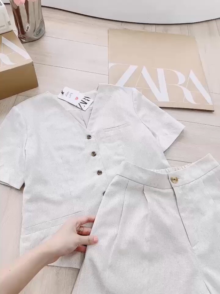 SET LINEN ZARRA 2 LỚP BUỘC SAU NỮ (HÀNG ĐẮT) SẴN (SALE 158k)