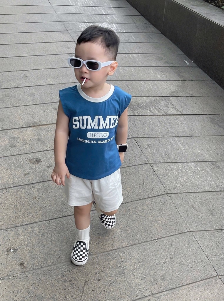 SET BỘ SUMMER XANH TRẮNG BÉ TRAI SẴN(SALE 89k)