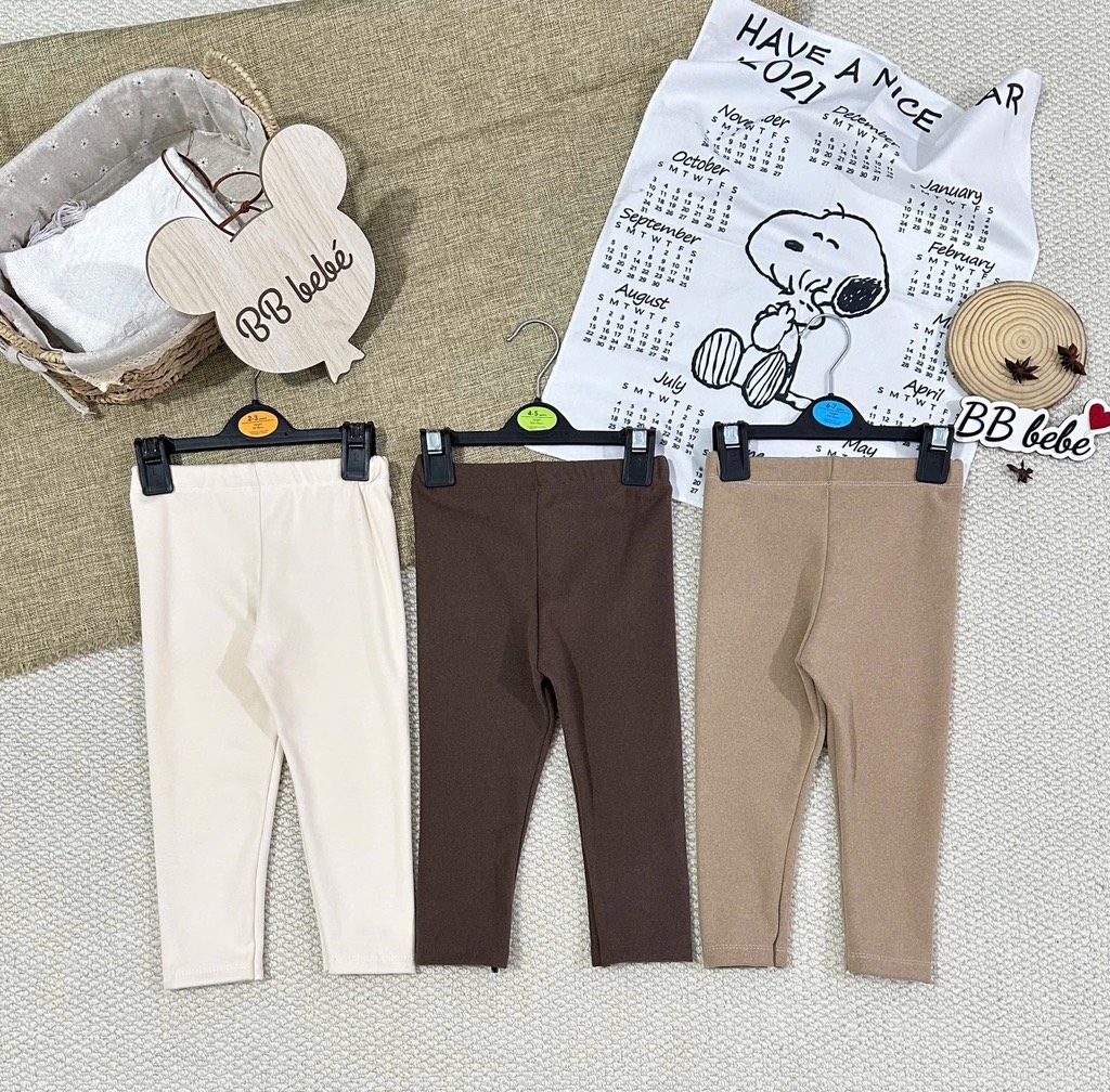 SET 3 QUẦN DÀI LEGGING LÓT LÔNG NÂU BE ĐẬM NHẠT BÉ TRAI BÉ GÁI SẴN