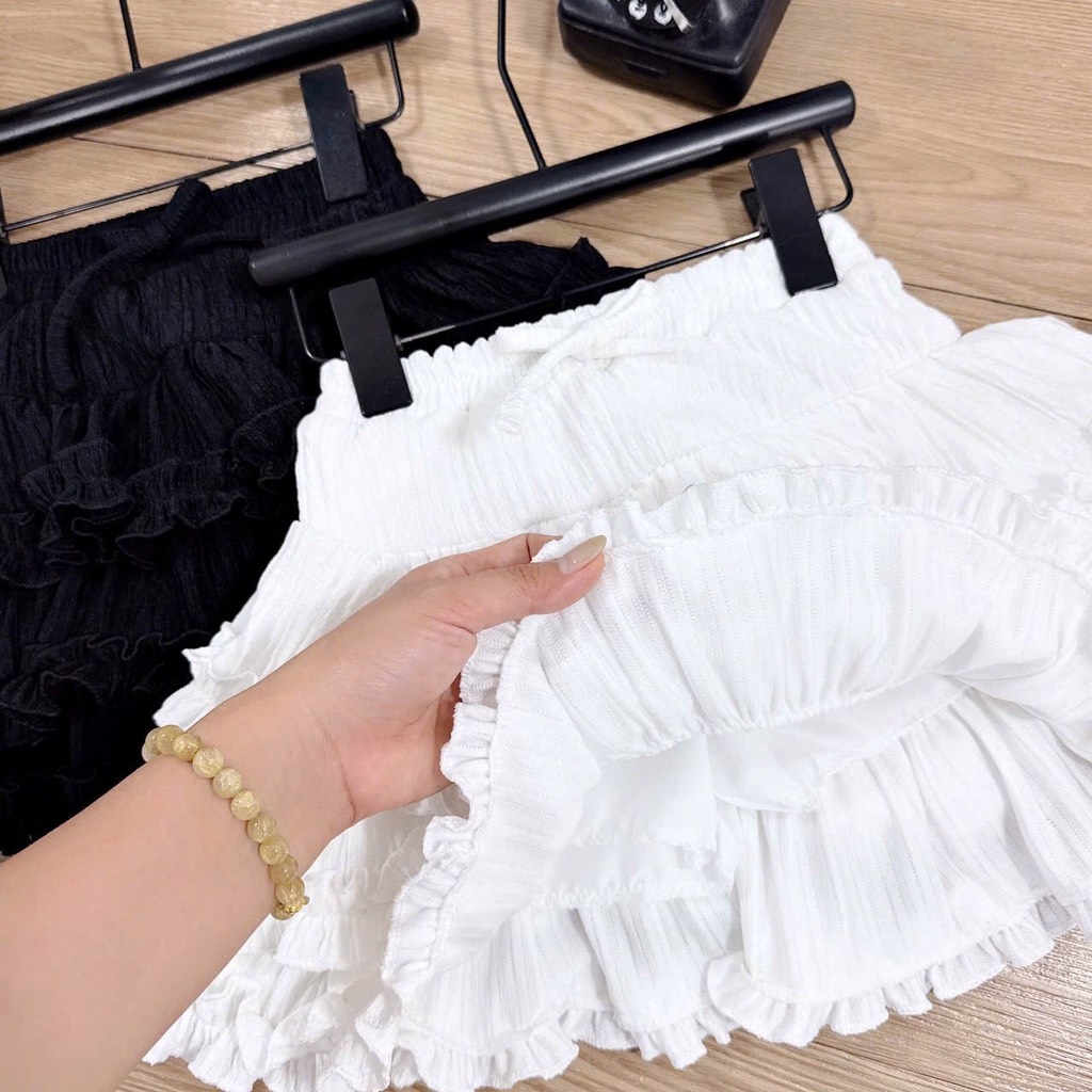 SET 2 CHÂN VÁY ĐEN + TRẮNG TẦNG XOÈ BÉ GÁI