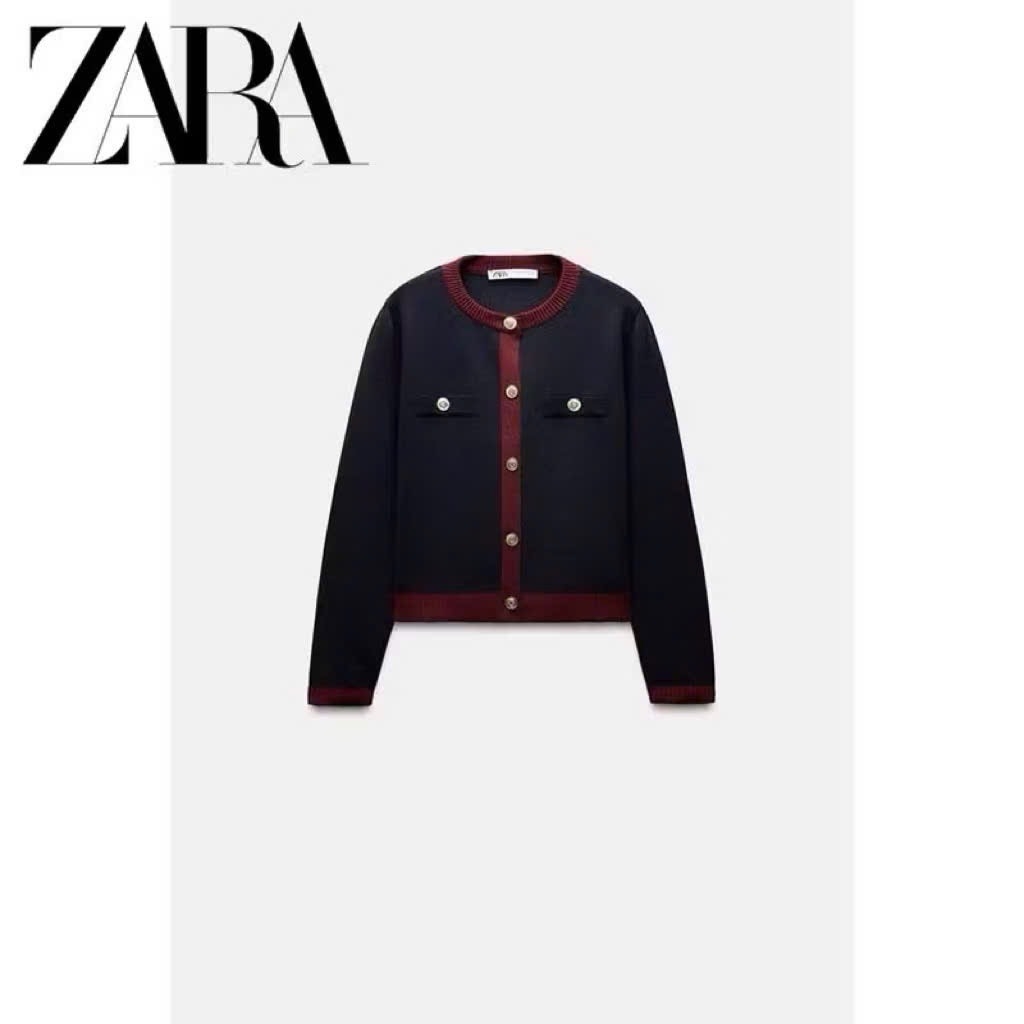 ÁO LEN CDG PHỐI MÀU THAN VIỀN ĐỎ NỮ THU ĐÔNG