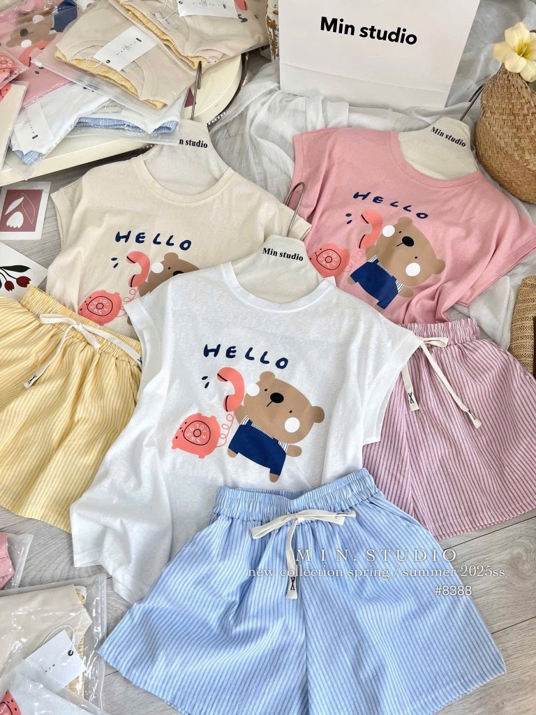 SET ÁO COTTON GIẤY QUẦN THÔ MỀM 3 MÀU NỮ