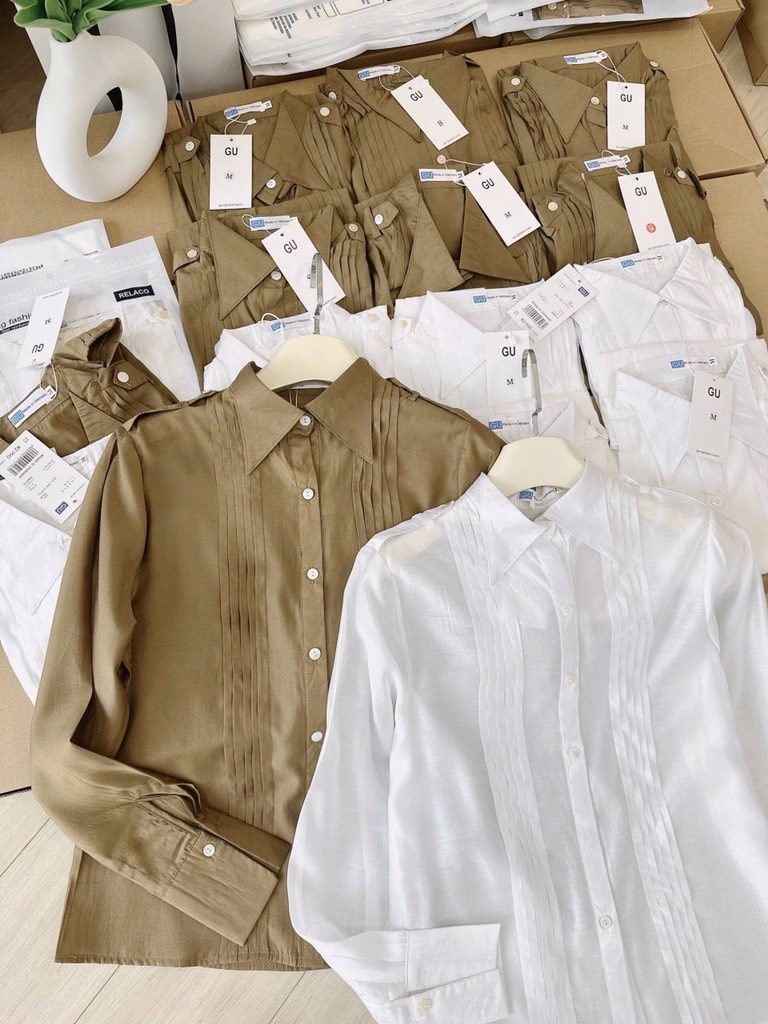 ÁO SƠ MI GU TƠ LY CÁ VAI CÚC TRAI NỮ