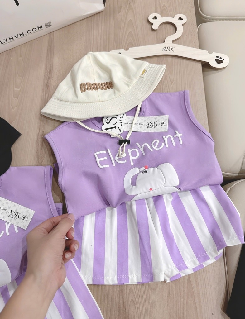 BỘ ELEPHENT VOI TÍM BÉ GÁI
