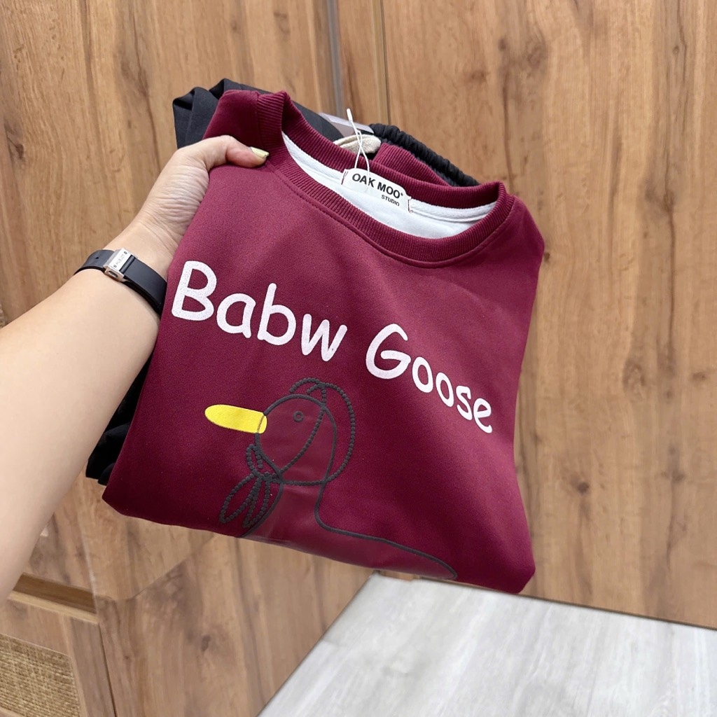 BỘ NỈ HAI DA ĐỎ GOOSE QUẦN ĐEN NỮ THU ĐÔNG SẴN