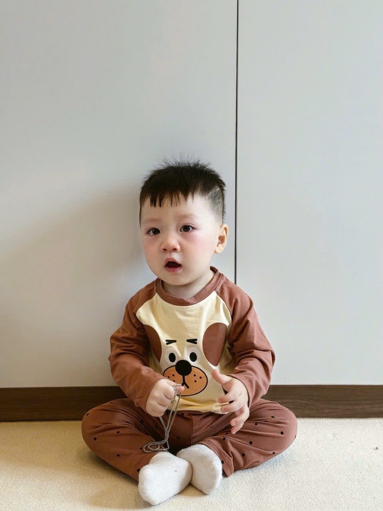 SET 2 BỘ DÀI COTTON CHÓ XANH GẤU NÂU BÉ TRAI SẴN