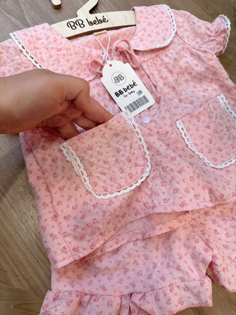 SET BỘ ĐŨI XỐP VIỀN REN HỒNG CHO BÉ GÁI