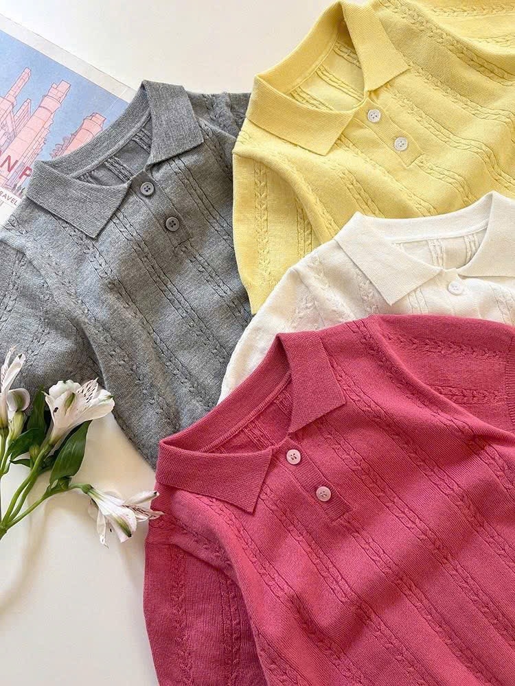 ÁO LEN POLO CỘC TAY BÉ GÁI