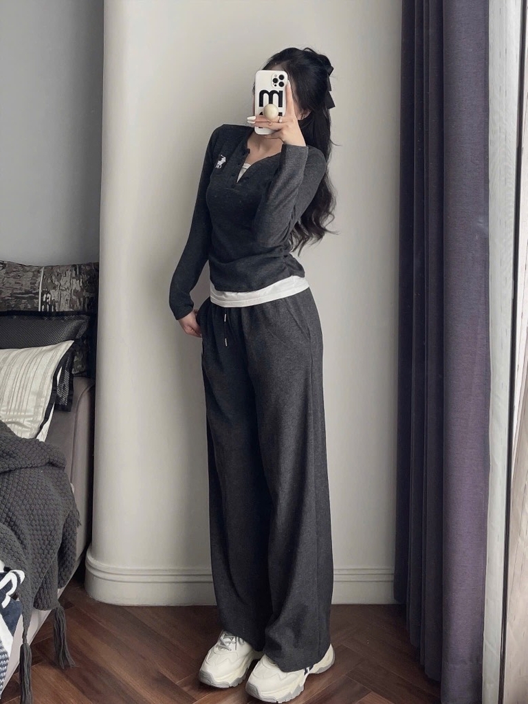 SET BỘ TĂM NHUNG THÊU NGỰA QUẦN SUÔNG 2 MÀU NỮ THU ĐÔNG SẴN