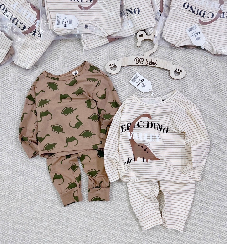 SET 2 BỘ DÀI KHỦNG LONG TONE NÂU BE SIÊU XINH