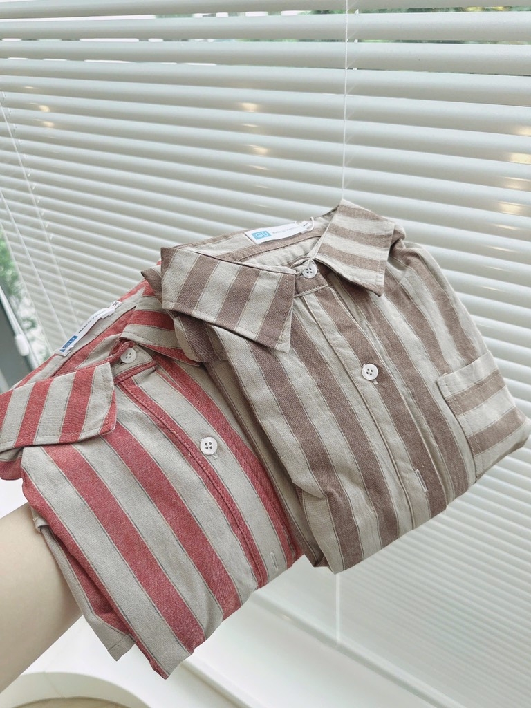 ÁO SƠ MI KẺ SỌC TÚI TRƯỚC NỮ