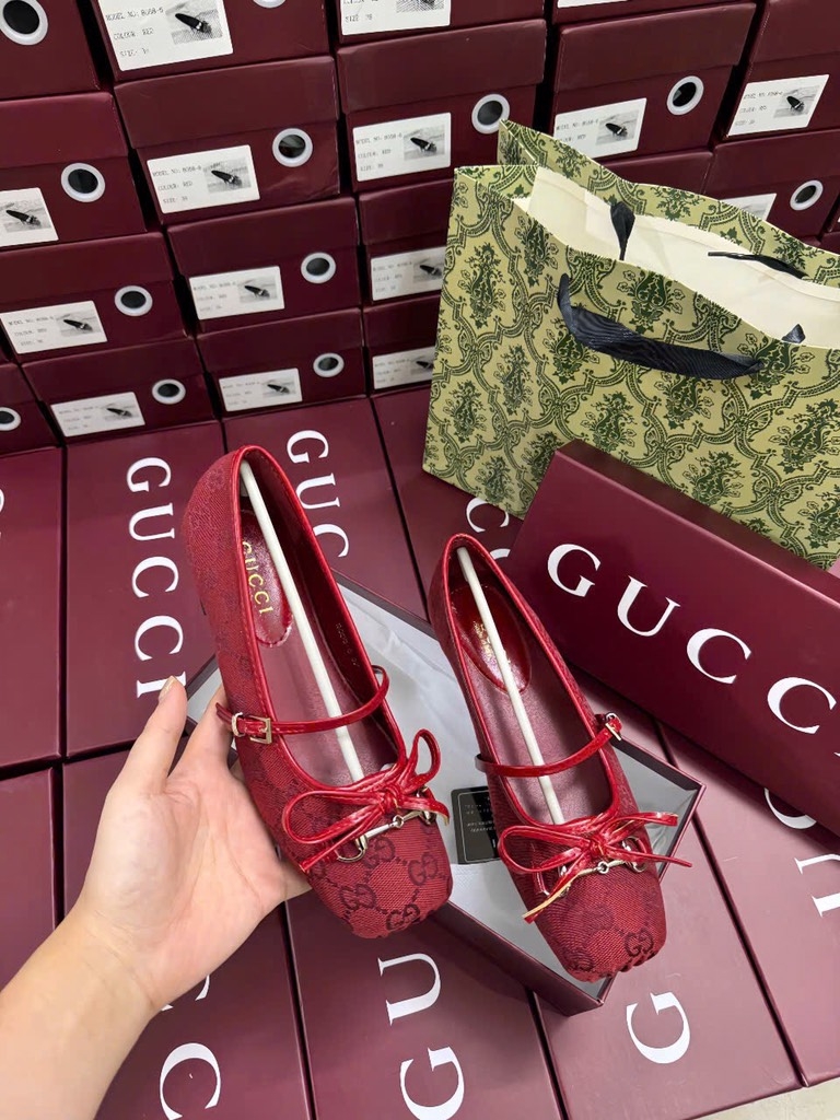 GIÀY DÉP - GIÀY GUCCI ĐỎ BÚP BÊ