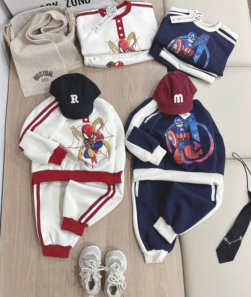 SET BỘ DÀI NỈ SIÊU NHÂN MARVAL 2 MÀU PHỐI BÉ TRAI