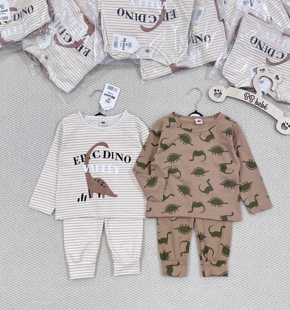 SET 2 BỘ DÀI KHỦNG LONG TONE NÂU BE SIÊU XINH