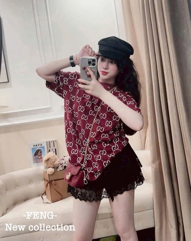 ÁO PHÔNG G.C ĐỎ ĐEN TRẮNG NỮ