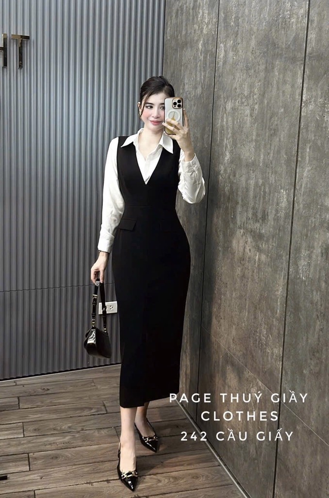 VÁY PHỐI XẺ TRƯỚC NẮP TÚI NỮ THU ĐÔNG SẴN