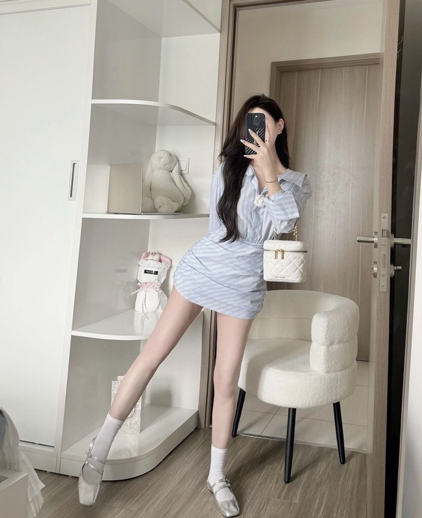 VÁY KẺ LIỀN KÈM TAG HOA TRÀ NỮ HÀNG ĐẸP TK SẴN