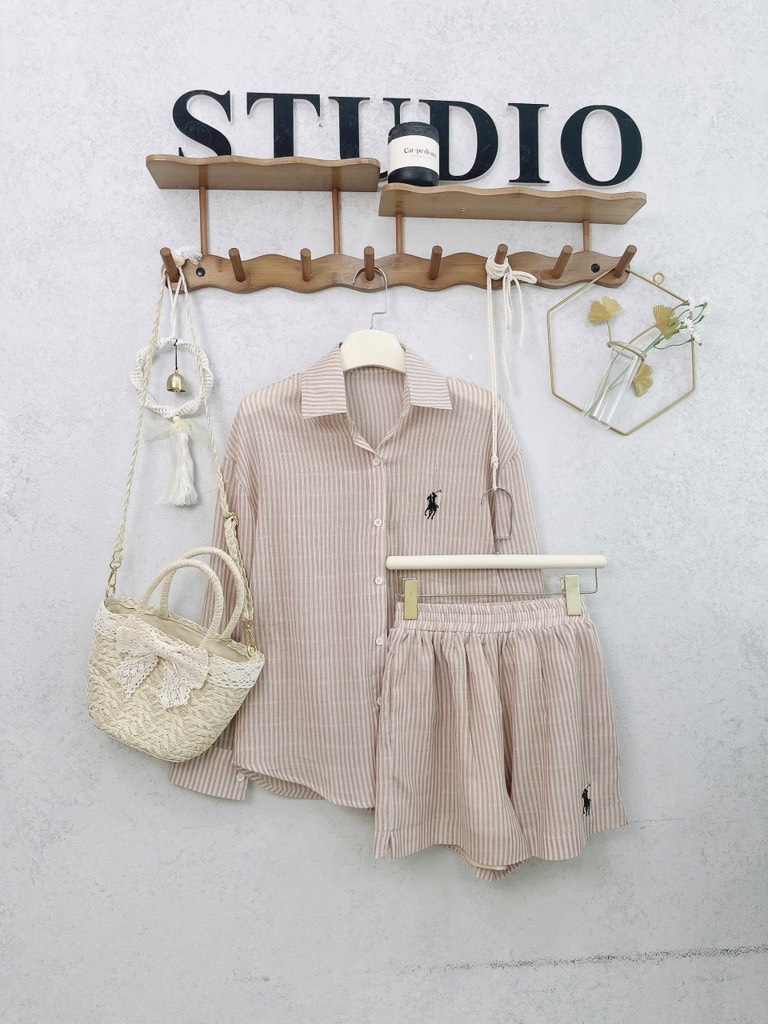 SET KẺ QUẦN 2 LỚP XẺ GẤU NỮ