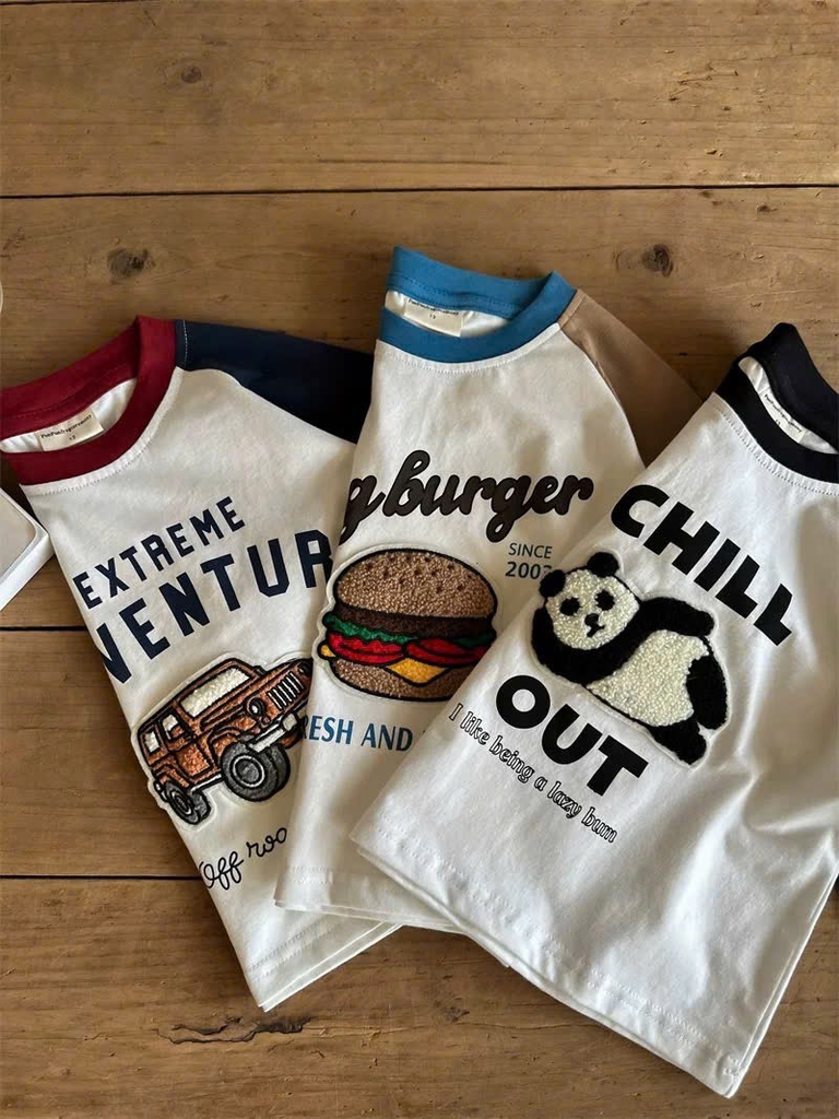 SET 3 ÁO Ô TÔ GẤU HAMBUGER DÀI TAY BÉ TRAI SẴN(XẢ 108k)