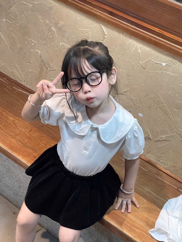 SÉT 2 ÁO TRẮNG CỔ SEN+ CỔ ĐỨC CHO BÉ GÁI