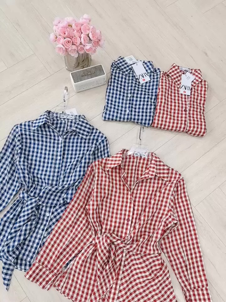 ÁO SƠ MI KẺ BUỘC VẠT NỮ