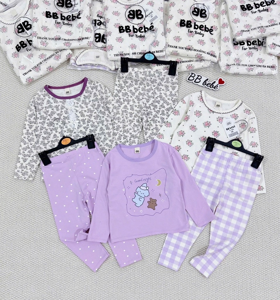SET 3 BỘ DÀI HOA NHÍ GOODNIGHT TONE TÍM BÉ GÁI
