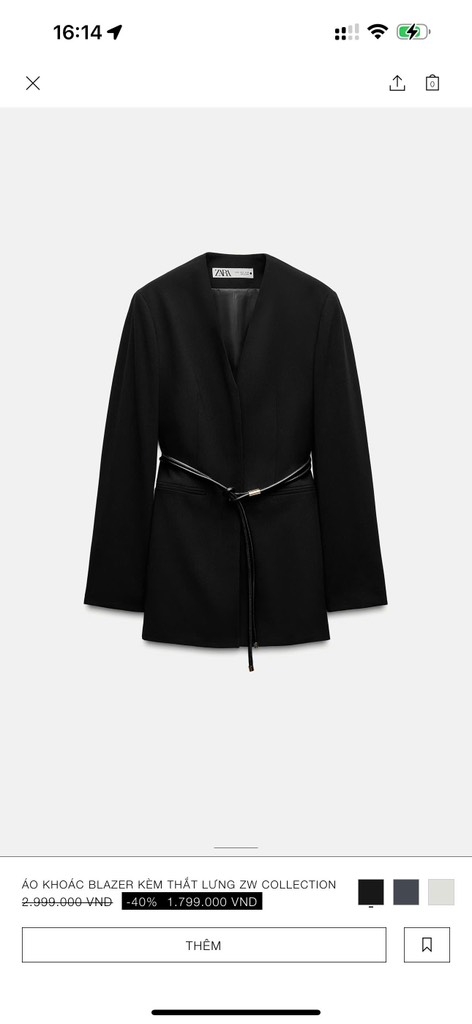 ÁO VEST NỮ ZARA KÈM ĐAI THU ĐÔNG SẴN