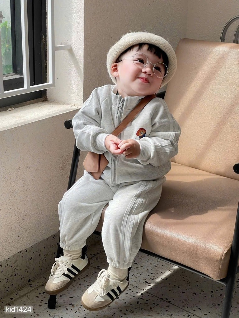 SET BỘ DÀI NỈ GẤU PADDINGTON ĐỎ XÁM BÉ TRAI