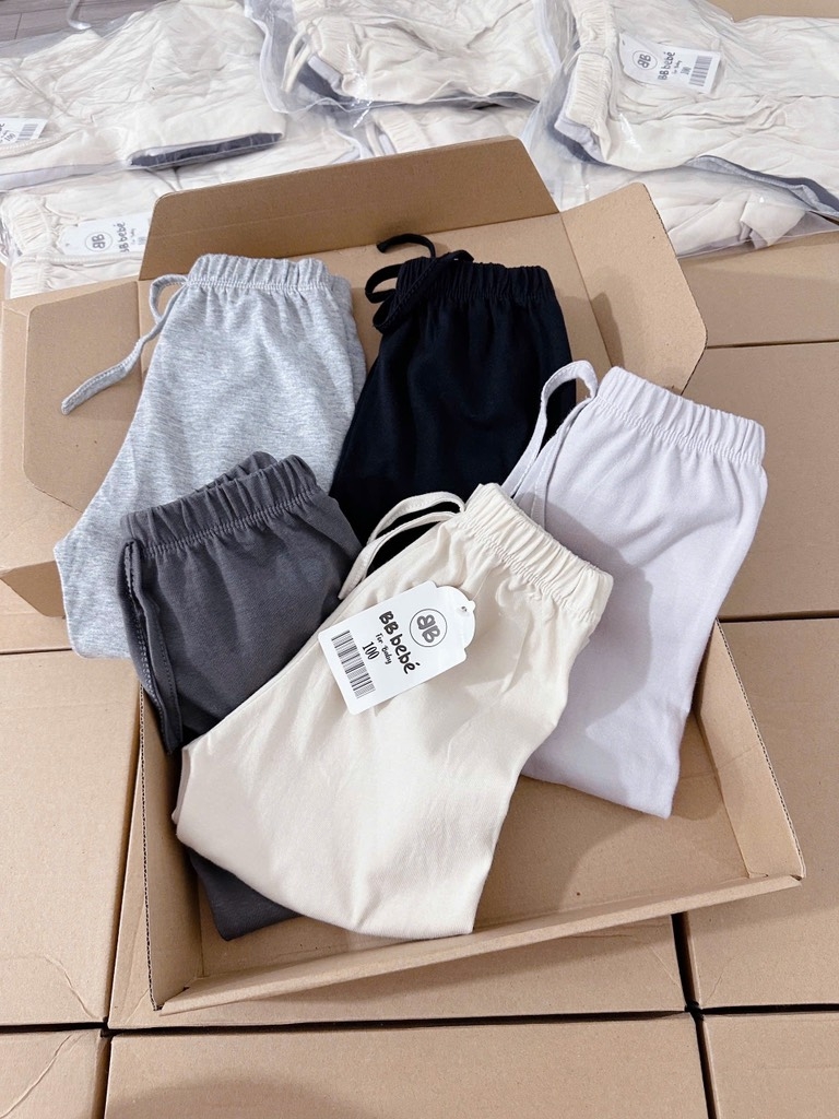 SET 5 QUẦN DÀI BÉ TRAI BẢNG MÀU GHI SẴN (SALE 99k)