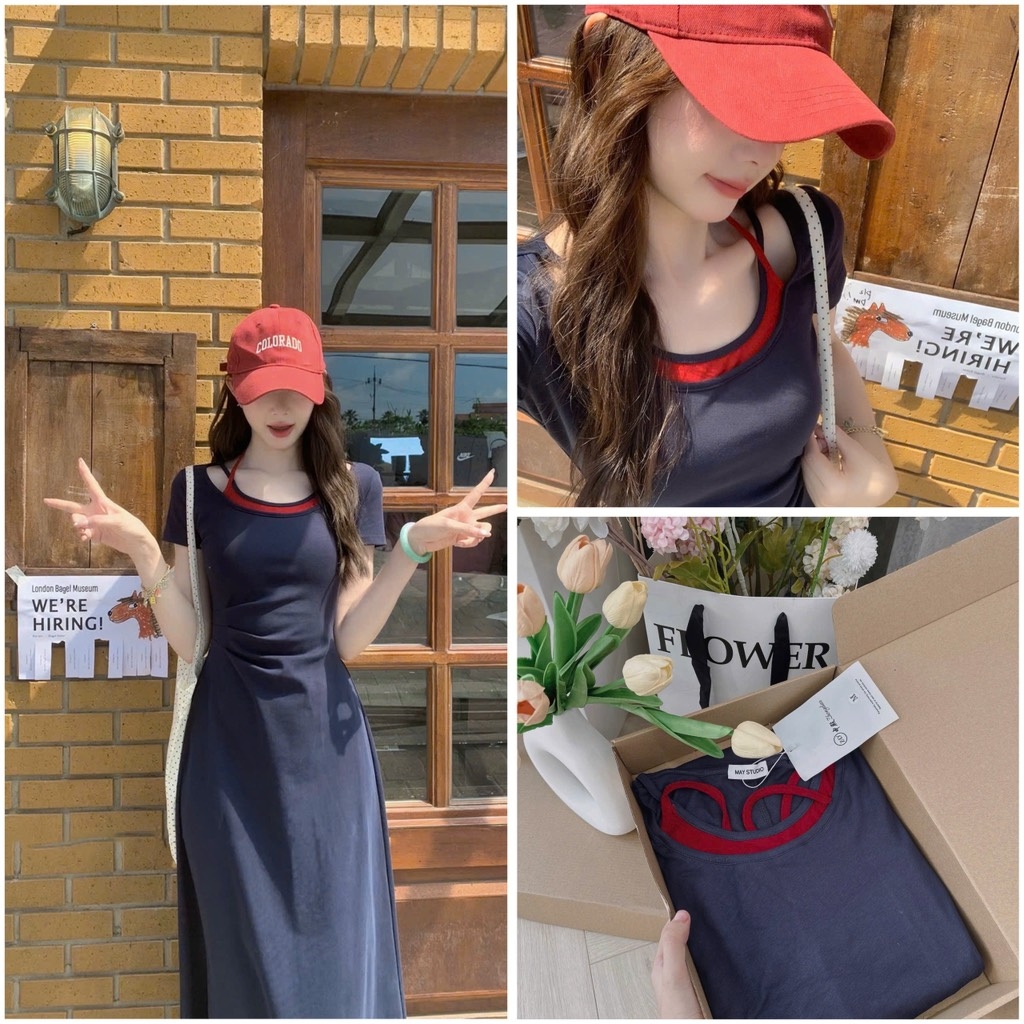 VÁY DÍP PHỐI DÁNG DÀI LI EO NỮ SẴN