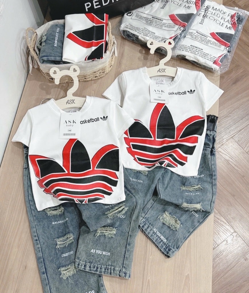 SET QUẦN JEAN BASKETBALL RÁCH BÉ TRAI